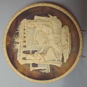 1979 Incolay Stone Cameo "Anthony and Cleopatra" Sculpted By Carl Romanelli